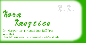 nora kasztics business card